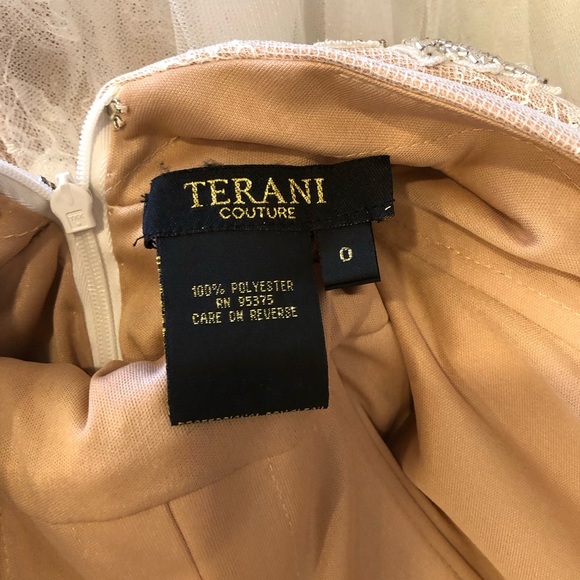 Terani couture wedding halter lace flower embellished wedding gown nude size XS - Picture 4 of 12